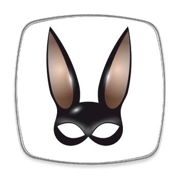 geheimnisvolle Hasen Maske mit großen Hasen Ohren - Viereckiger Kühlschrankmagnet - Weiß - Vorne