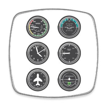 Airplane Flight Instruments - Square fridge magnet - white - Front