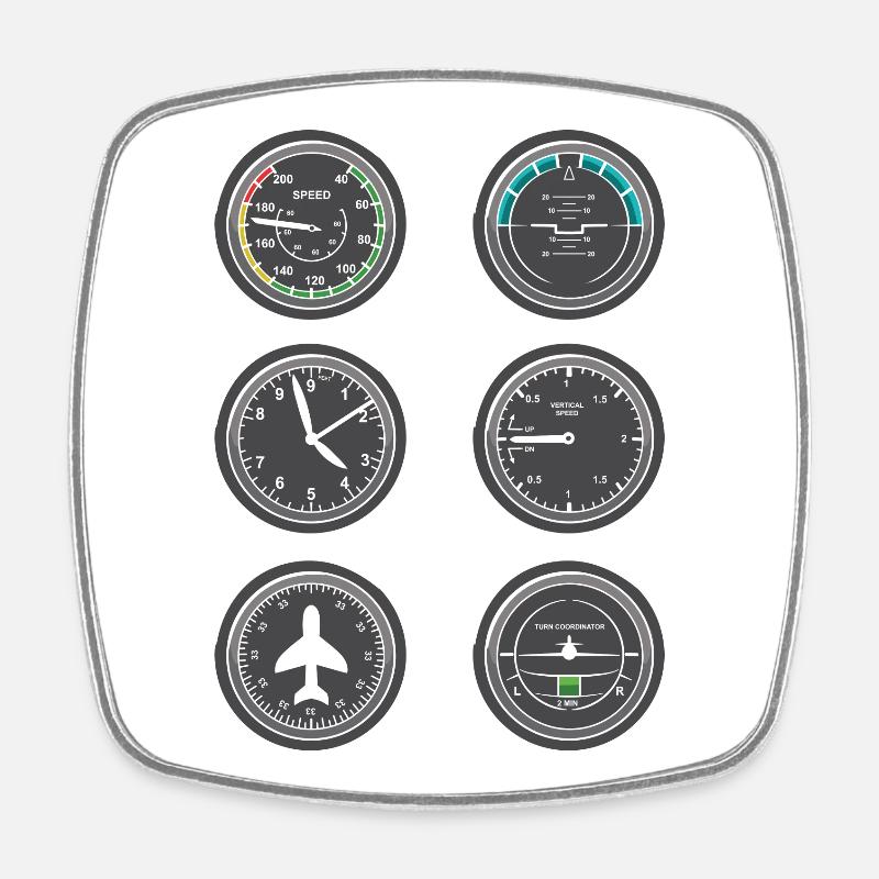 Instruments de vol d’avion - Magnet carré - blanc