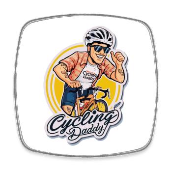 Radfahren Papa Cartoon Aufkleber - Viereckiger Kühlschrankmagnet - Weiß - Vorne