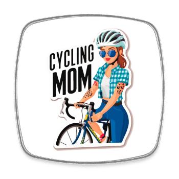 Radfahren Mama Empowerment Aufkleber - Viereckiger Kühlschrankmagnet - Weiß - Vorne