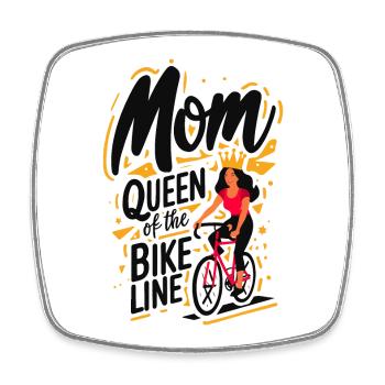 Mom Queen of the Bike Lines T-Shirt - Square fridge magnet - white - Front