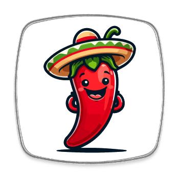 Peppy Pepper: Der würzige Sombrero-Star - Viereckiger Kühlschrankmagnet - Weiß - Vorne