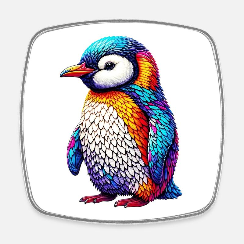 Pinguin - Viereckiger Kühlschrankmagnet - Weiß