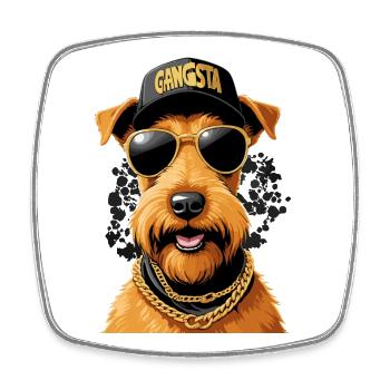 Irish Terrier Gangsta Gangster Hund Geschenk - Viereckiger Kühlschrankmagnet - Weiß - Vorne