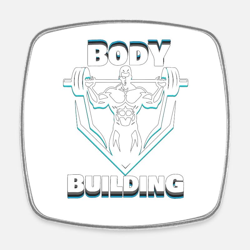 Bodybuilding light design - Viereckiger Kühlschrankmagnet - Weiß