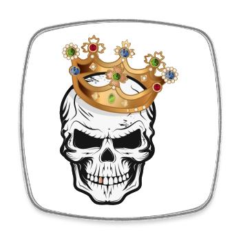 Schädel,Skull,Totenkopf mit Krone und Goldzahn - Viereckiger Kühlschrankmagnet - Weiß - Vorne
