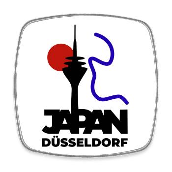 Le Japon se rend à Düsseldorf - Magnet carré - blanc - Devant