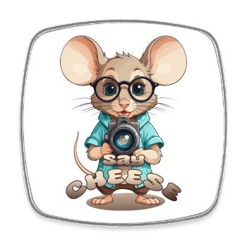 Souris avec caméra - Magnet carré - blanc - Devant