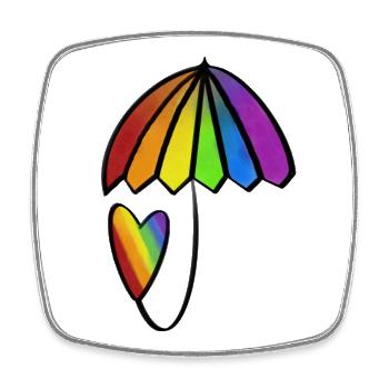 Rainbow Heart with Umbrella - Square fridge magnet - white - Front