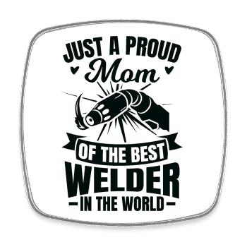 Schweißer Mama - Viereckiger Kühlschrankmagnet - Weiß - Vorne