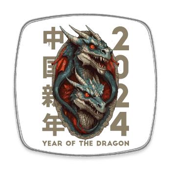Chinesischer Drache - Viereckiger Kühlschrankmagnet - Weiß - Vorne