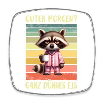 Waschbär Morgenmuffel - Viereckiger Kühlschrankmagnet - Weiß - Vorne