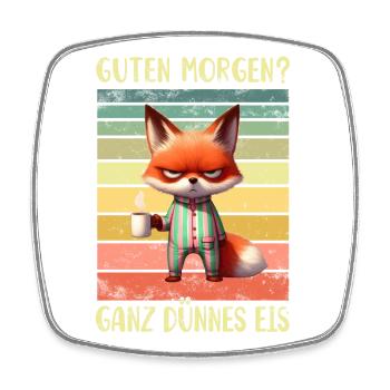 Fuchs Morgenmuffel - Viereckiger Kühlschrankmagnet - Weiß - Vorne