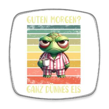 Schildkröte Morgenmuffel - Viereckiger Kühlschrankmagnet - Weiß - Vorne