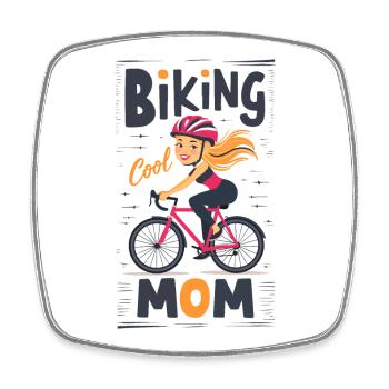 Coole Biken Mama Illustration Design - Viereckiger Kühlschrankmagnet - Weiß - Vorne