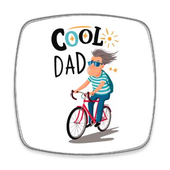 Cool Dad Radfahren - Viereckiger Kühlschrankmagnet - Weiß - Vorne