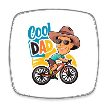 Cool papa cyclisme illustration - Magnet carré - blanc - Devant