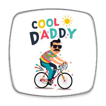 Lebendiges cooles Daddy-Radfahrer-Design - Viereckiger Kühlschrankmagnet - Weiß - Vorne