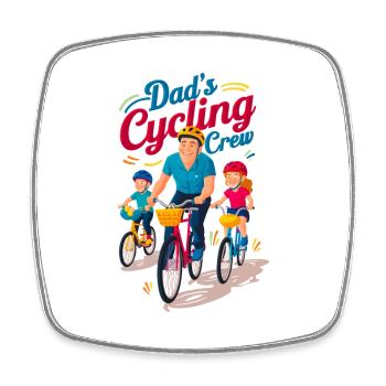 Dad's Cycling Crew Illustration - Square fridge magnet - white - Front