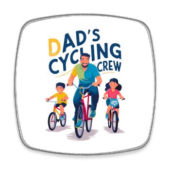 Dad's Cycling Crew Family Design - Square fridge magnet - white - Front
