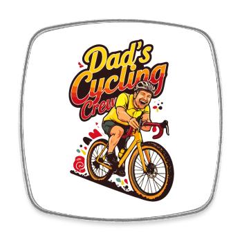 Dad's Cycling Crew Design - Square fridge magnet - white - Front