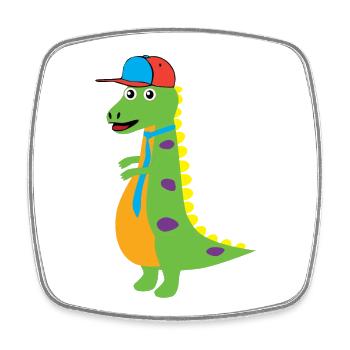 T-Rex prêt pour l’école sur T-shirt Bébé - Magnet carré - blanc - Devant