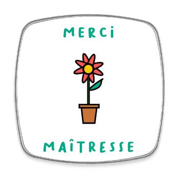MERCI. MAÎTRESSE. MAÎTRE. MERCI MAÎTRESSE - Magnet carré - blanc - Devant