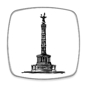 Berlin - Siegessäule/Goldelse - Viereckiger Kühlschrankmagnet - Weiß - Vorne