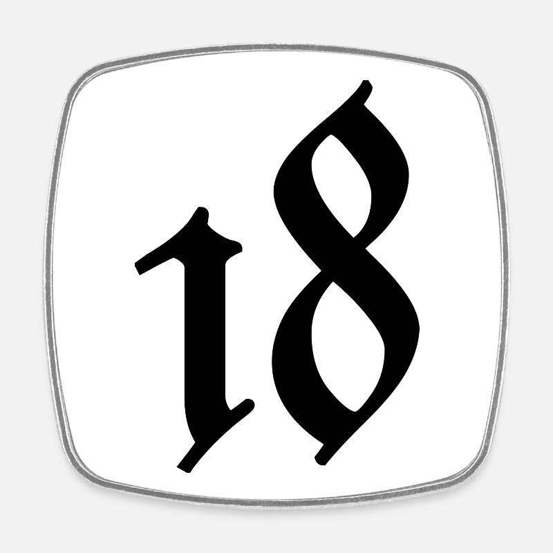 18. 18 ANS. 18e ANNIVERSAIRE. ANNIVERSAIRE 18 ANS. - Magnet carré - blanc