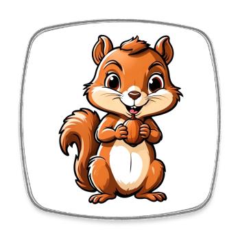 Cute Cartoon Squirrel Holding Acorn - Square fridge magnet - white - Front