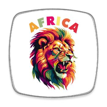 Afrikanischer Löwe - Viereckiger Kühlschrankmagnet - Weiß - Vorne