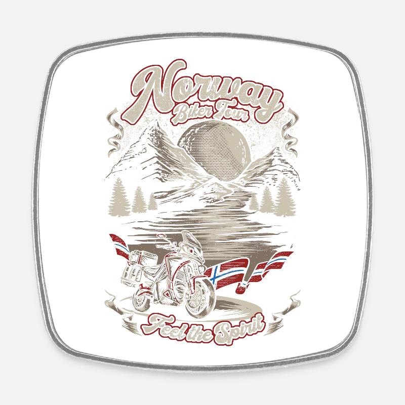 NORWAY BIKER TOUR - Square fridge magnet - white