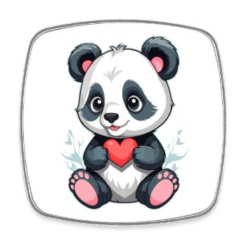 Panda mit Herz - Viereckiger Kühlschrankmagnet - Weiß - Vorne