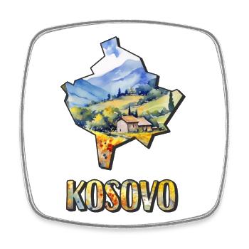 Watercolor Map Kosovo - Square fridge magnet - white - Front