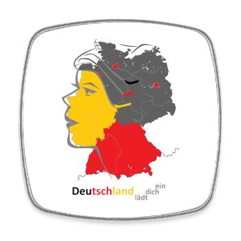 Landkarte mit stylischer Frau und Nationalfarben - Viereckiger Kühlschrankmagnet - Weiß - Vorne