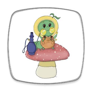 Whimsical Green Caterpillar - Square fridge magnet - white - Front