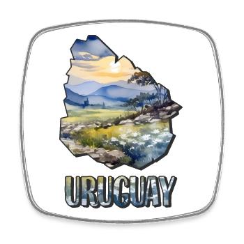 Aquarell Landkarte Uruguay - Viereckiger Kühlschrankmagnet - Weiß - Vorne