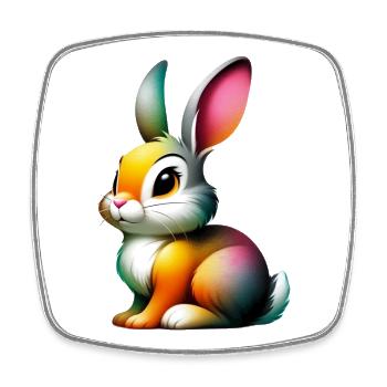 Rabbit - Square fridge magnet - white - Front