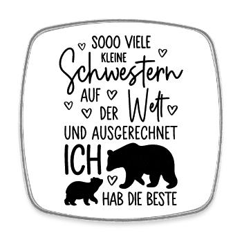 Mädchen Schwestern Bären Beste kleine Schwester - Viereckiger Kühlschrankmagnet - Weiß - Vorne