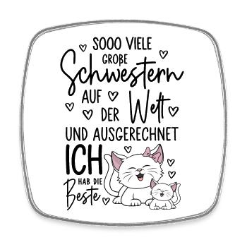 So viele Schwestern Katzen Beste Große Schwester - Viereckiger Kühlschrankmagnet - Weiß - Vorne