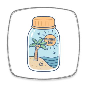 Vitamin, Meer, Strand, Sonne und Wellen In Einer Flasche - Viereckiger Kühlschrankmagnet - Weiß - Vorne