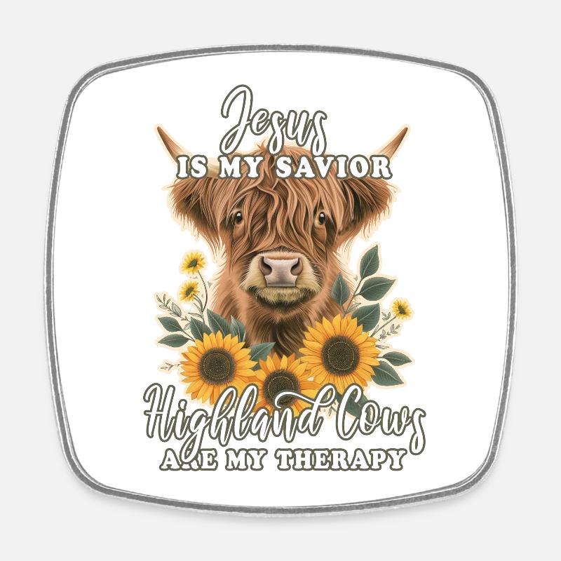 Highland Cattle Christian Verse - Square fridge magnet - white