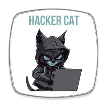 hacker cat hood - Magnet carré - blanc - Devant