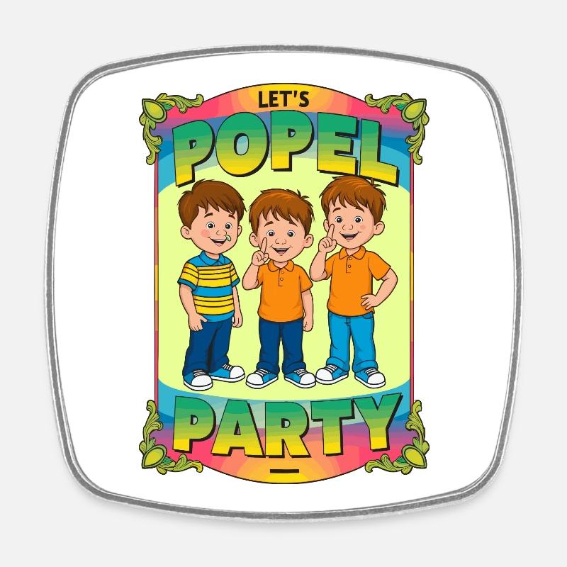 Kinder Popel Party - Viereckiger Kühlschrankmagnet - Weiß