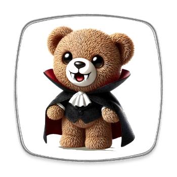 niedlicher Vampir-Teddy Bär für Halloween Spaß - Viereckiger Kühlschrankmagnet - Weiß - Vorne