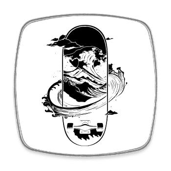 Skateboarding Grafik - Viereckiger Kühlschrankmagnet - Weiß - Vorne