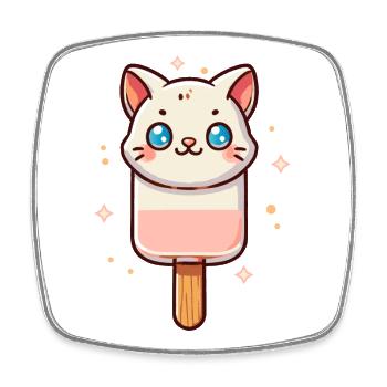 Motif de glace chat mignon pour l’été - Magnet carré - blanc - Devant