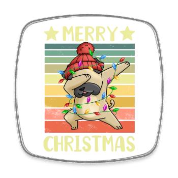 Frohe Weihnachten Hund Mops - Viereckiger Kühlschrankmagnet - Weiß - Vorne
