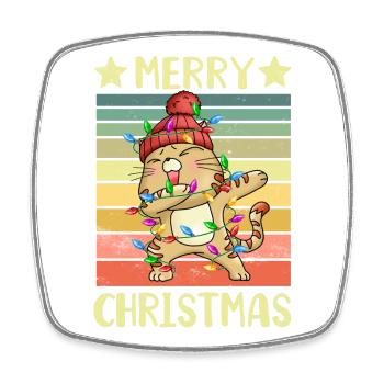 Merry Christmas Cat - Square fridge magnet - white - Front